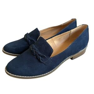 Indigo Rd IRHAVEN2 Navy Faux Suede Braided Loafers Low Heel Preppy Size 9M